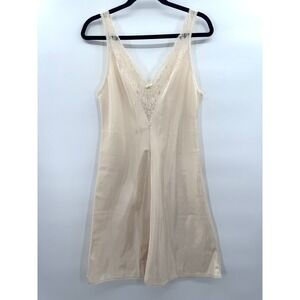 VTG Farr West Dress Slip Bust Size 34 Small Ivory Lingerie Retro Lace 70s USA